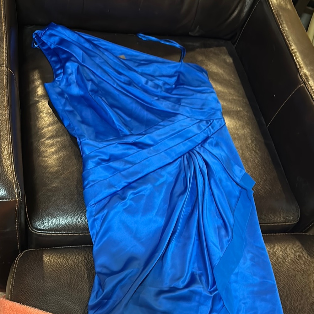 Vince Camuto Blue Asymmetrical One Shoulder Gown